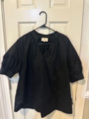 Tuckernuck Black V-Neck Puff Sleeve Tunic Top
